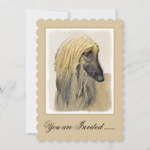 Convite Pintura de Cachorro Afegão - Arte de Cachorro Orig