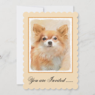 Convite Pintura de Cachorro Chihuahua de Pelo Longo Arte O