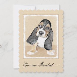 Convite Pintura De Cachorro De Basset - Arte De Cão Origi