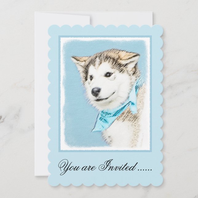 Convite Pintura De Cachorro Siberiana - Arte De Cachorro O (Frente)