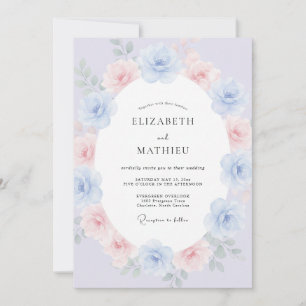 Convite Pintura de Casamento Flor de Lavanda Azul