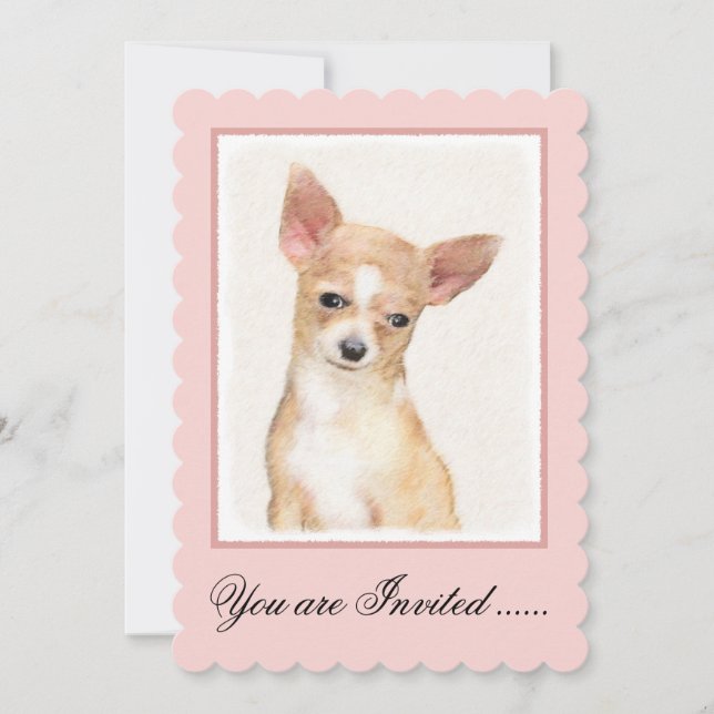 Convite Pintura de Chihuahua - Arte de Cachorro Original C (Frente)