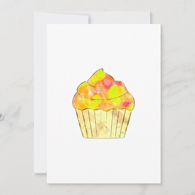 Convite Pintura de Cupcake de Aquarela (Frente)