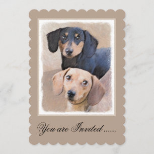 Convite Pintura de Dachshund (Suave) - Arte Original de C