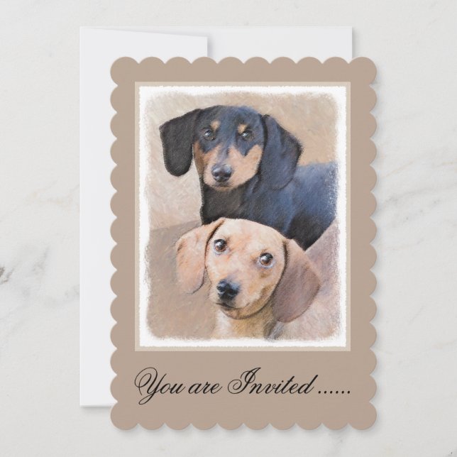 Convite Pintura de Dachshund (Suave) - Arte Original de Cã (Frente)