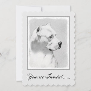 Convite Pintura de Dogo Argentino - Arte de Cachorro Origi