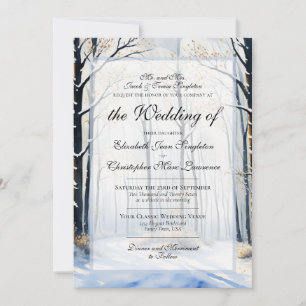 Convite Pintura de Floresta de Inverno Pacífica Casamento