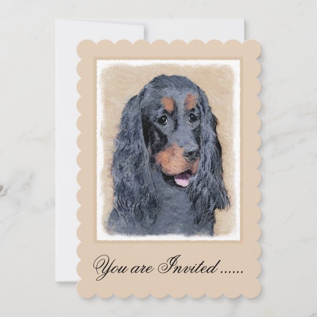 Convite Pintura de Gordon Setter - Arte de Cachorro Origin (Frente)