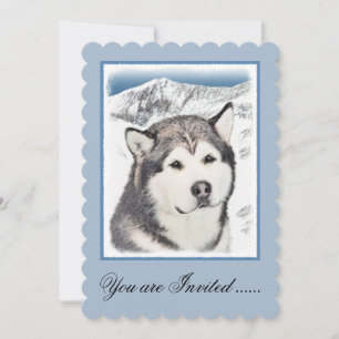 Convite Pintura de Malamute no Alasca - Arte de Cachorro O