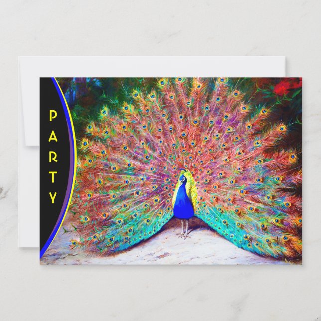 Convite Pintura de Peacock Vintage (Frente)