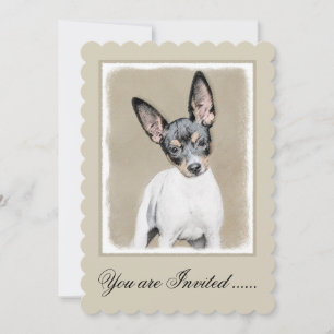 Convite Pintura de Rat Terrier - Arte de Cachorro Original