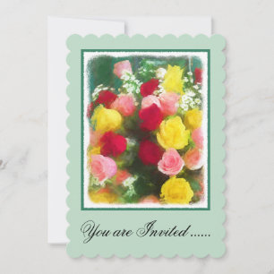 Convite Pintura de Rose Bouquet - Arte Flor Original Custa