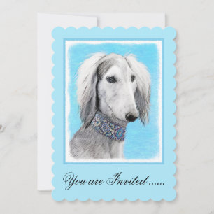 Convite Pintura de Saluki (Prata) - Arte de Cachorro Origi