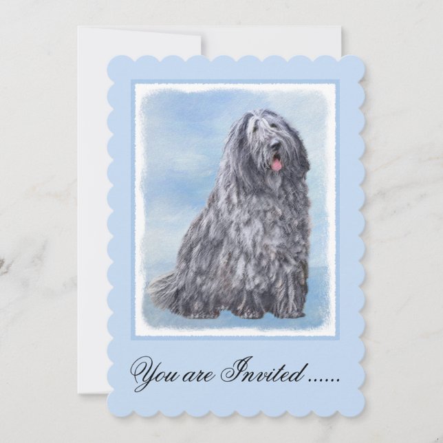 Convite Pintura de Sheepdog Bergamasco - Cachorro Original (Frente)
