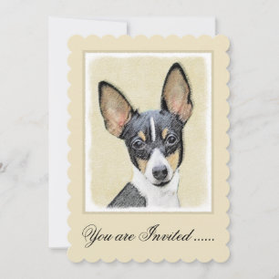 Convite Pintura de Toy Fox Terrier - Arte de Cachorro Orig