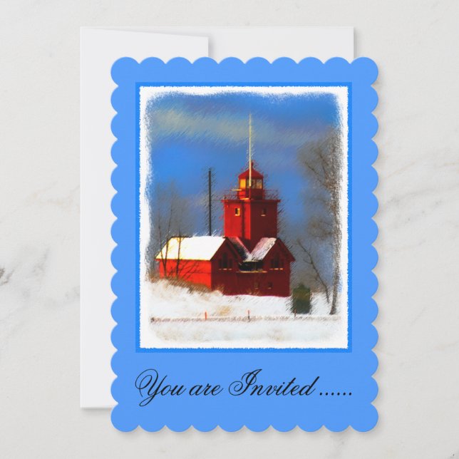 Convite Pintura do Farol Vermelho Grande - Arte Original (Frente)