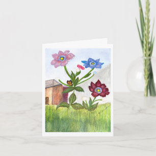 CONVITE Pintura em Aquarela de Grama & Flores