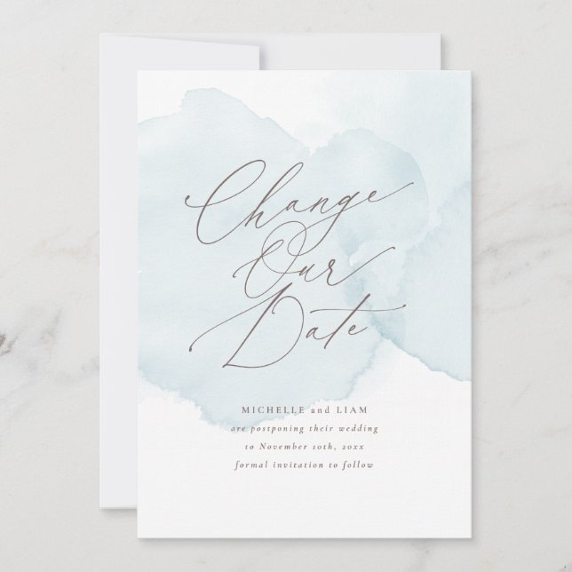 Convite Pintura em Aquarela Suave Adiar a Mudança de Data (Frente)