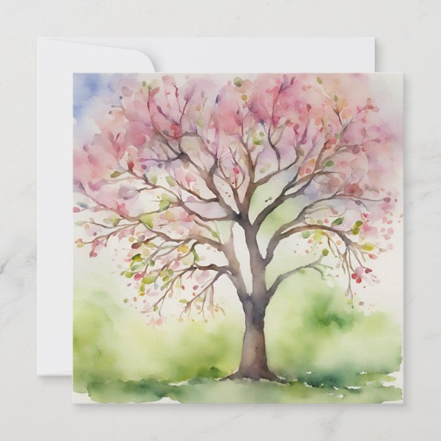 Convite Pintura em árvore de aquarela (Frente)