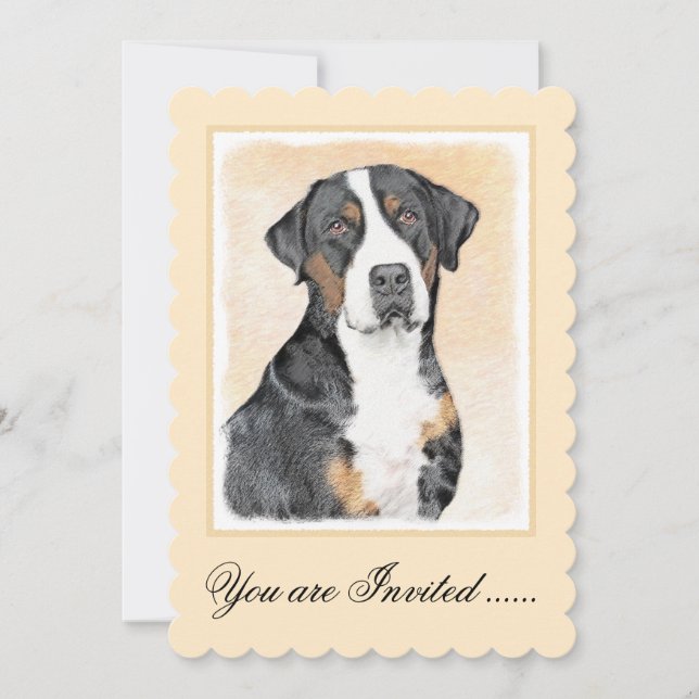 Convite Pintura em Cachorro na Grande Montanha Suíça - Art (Frente)