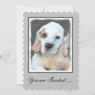 Convite Pintura em Espanhol Clumber - Arte Cão Original B