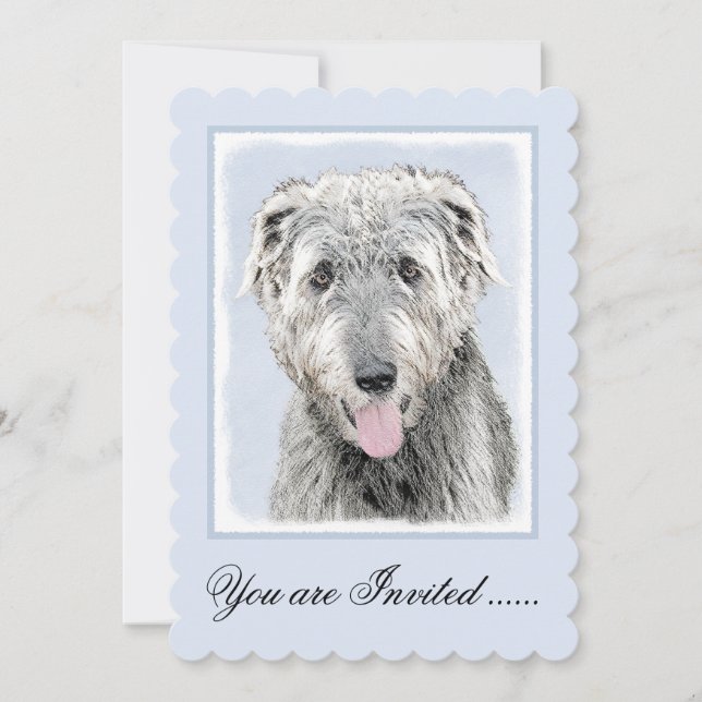 Convite Pintura em Wolfhound Irlandês - Arte Cão Original  (Frente)