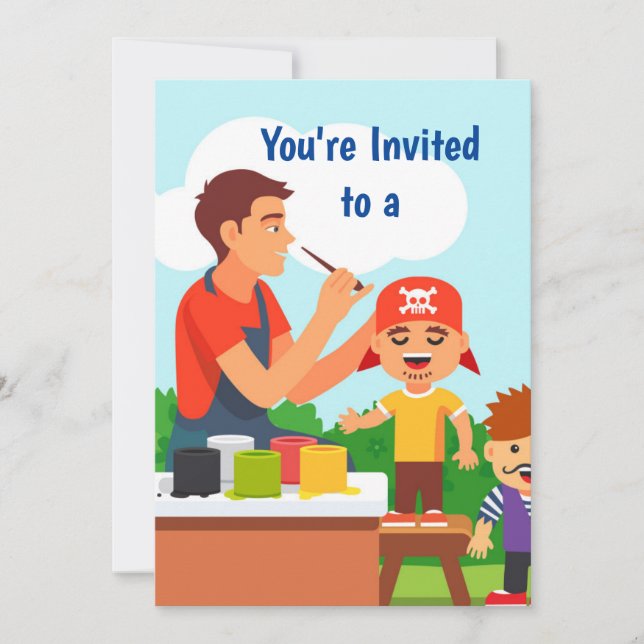 Convite Pintura/ Festa de aniversário de rosto de nome per (Frente)