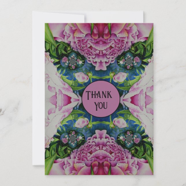 Convite pintura floral a abstrato cor rosa de pedras (Frente)