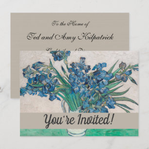 Convite Pintura Impressionista Vaso de Íris de Van Gogh