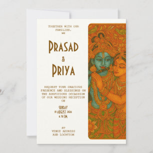 Convite Pintura Mural Radha Krishna Indiano