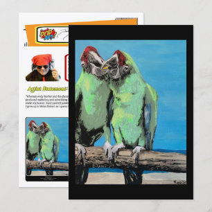 Convite Pintura 'Papagaios da Praia' em Impressão de Peque