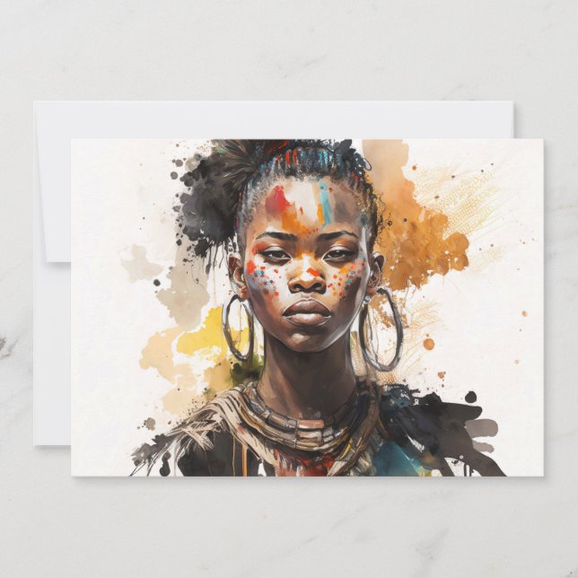 Convite Pintura Por Aquarela, Lindas Mulheres Africanas (Frente)