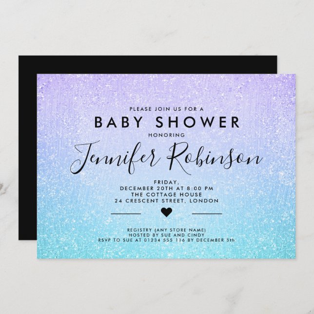 Convite Pintura roxa do brilho de turquesa do chá de (Frente/Verso)