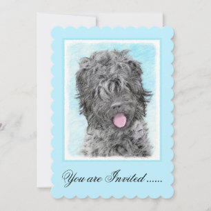 Convite Pintura Terrier russa negra - Cachorro original bo