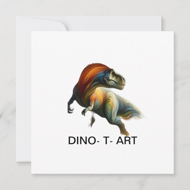 Convite 🦖 pintura tradicional de arte DINO-T (Frente)