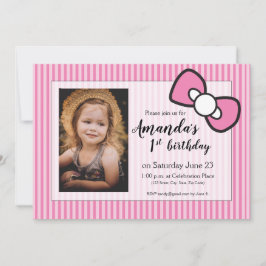 Convite Pique o primeiro aniversário, listras, arco,