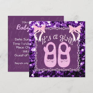 Convite Pique seus sparkles que roxos de uma menina o chá