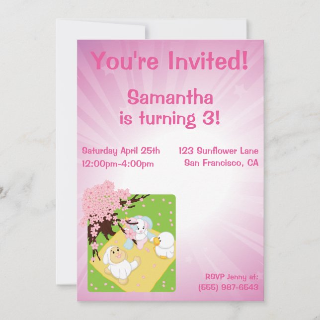 Convite Piquenique da celebração do primavera (Frente)