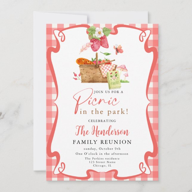 Convite Piquenique da Diversão do Verão na reunião da famí (Frente)
