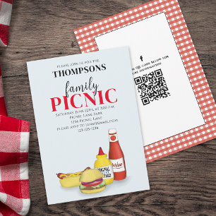 Convite Piquenique de Verão Fofo Código QR da Moda Mídia S
