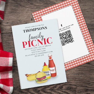 Convite Piquenique de Verão Fofo Código QR da Moda Mídia S