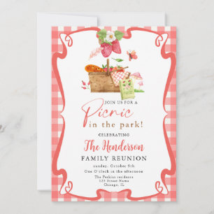 Convite Piquenique divertido de vermelho de verão na reuni