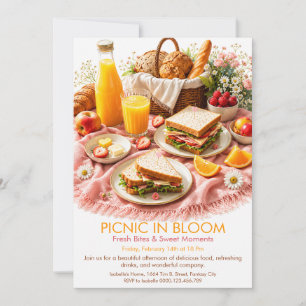 Convite Piquenique em Flor - Festa de Jardim para Brunch d