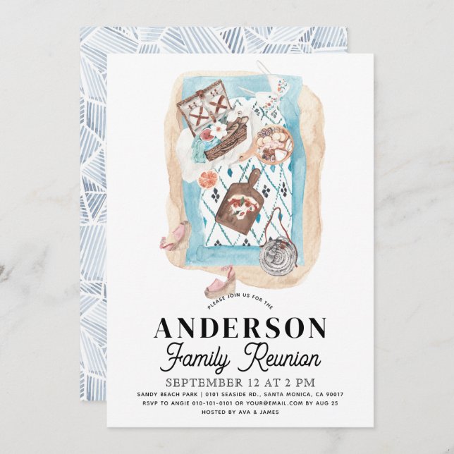 Convite Piquenique na Praia Reunião de Família (Frente/Verso)