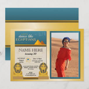 Convite Pirâmides Egípcias Foto Pharaohs Dourada de Aniver