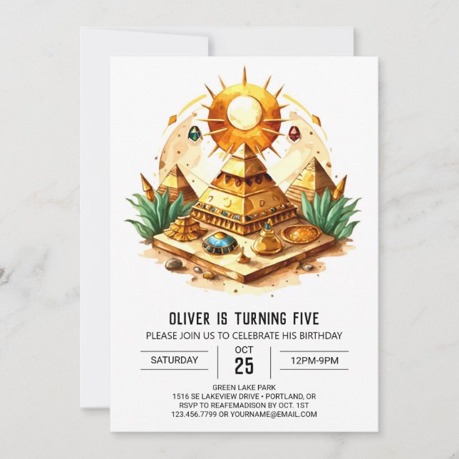 Convite Pirâmides Para Crianças De Pastel Whimsical Aniver (Frente)