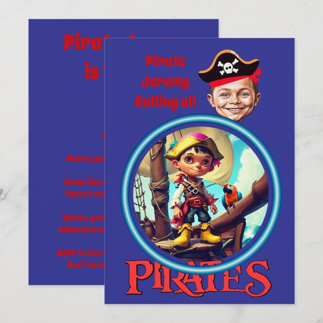 Convite Pirata Personalizada no Trabalho de arte de Navio (Frente/Verso)