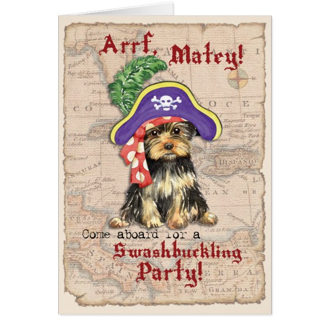 Convite Pirata Yorkie (Frente)