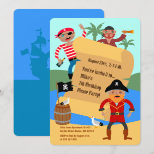 Convite Piratas e Festa de aniversário do mapa do tesouro