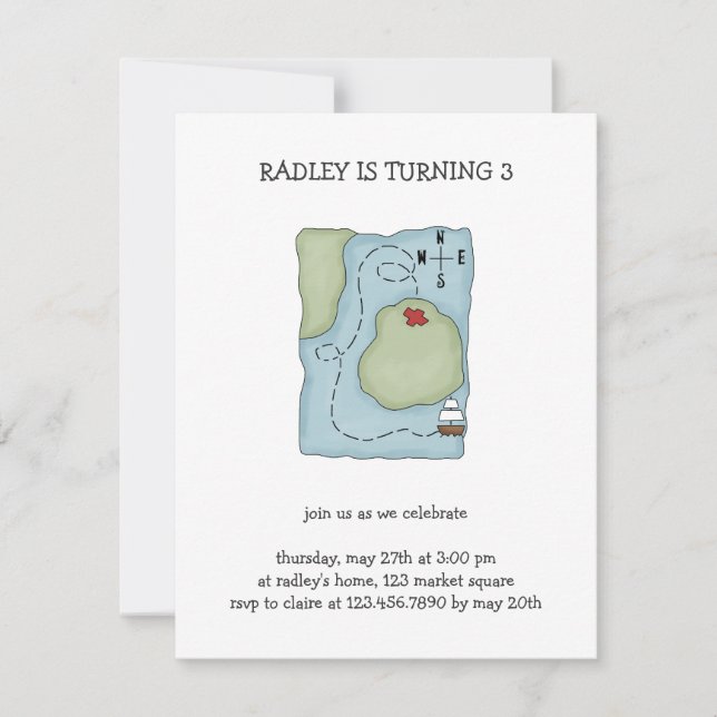 Convite Piratas · Mapa do pirata (Frente)